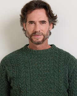 ALTERNATE VIEW OF MEN'S WOOL DONEGAL FISHERMAN SWEATER IN ELM image number 6