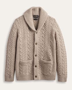 MEN'S WOOL FISHERMAN CARDIGAN IN WHEAT MIX image number 1
