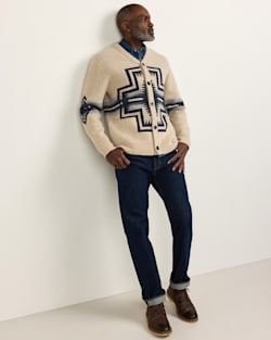 ALTERNATE VIEW OF MEN'S HARDING LAMBSWOOL CARDIGAN IN OATMEAL image number 6