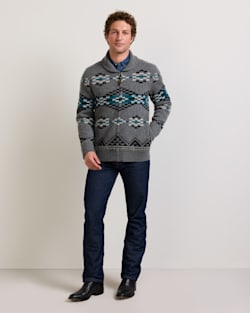 ALTERNATE VIEW OF MEN'S LOST TRAIL LAMBSWOOL ZIP CARDIGAN IN CHARCOAL image number 2