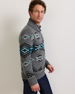 ALTERNATE VIEW OF MEN'S LOST TRAIL LAMBSWOOL ZIP CARDIGAN IN CHARCOAL image number 4