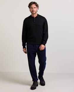 ALTERNATE VIEW OF MEN'S MERINO POLO SWEATER IN BLACK HEATHER image number 2