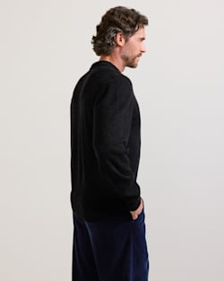 ALTERNATE VIEW OF MEN'S MERINO POLO SWEATER IN BLACK HEATHER image number 4