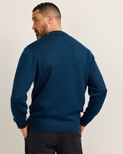 ALTERNATE VIEW OF MEN'S MERINO POLO SWEATER IN NAVY HEATHER image number 4
