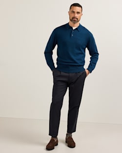 ALTERNATE VIEW OF MEN'S MERINO POLO SWEATER IN NAVY HEATHER image number 5