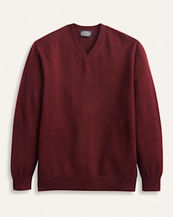MEN'S MERINO V-NECK SWEATER IN WINE image number 1