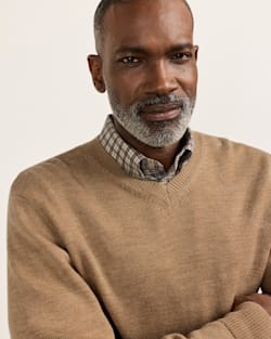 ALTERNATE VIEW OF MEN'S MERINO V-NECK SWEATER IN CAMEL image number 5