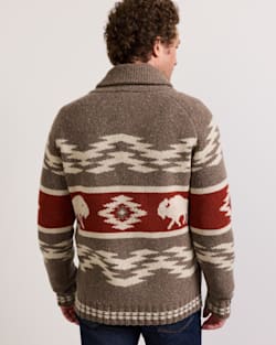 ALTERNATE VIEW OF MEN'S BISON LAMBSWOOL ZIP CARDIGAN IN BROWN DONEGAL image number 2