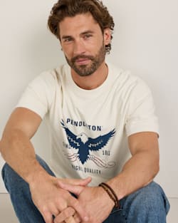 MEN'S SHORT-SLEEVE DESCHUTES EAGLE GRAPHIC TEE IN WHITE/NAVY image number 1