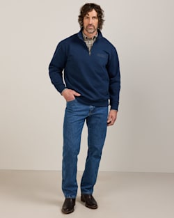 MEN'S FRENCH TERRY QUARTER-ZIP SWEATSHIRT IN NAVY image number 1