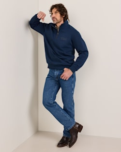 ALTERNATE VIEW OF MEN'S FRENCH TERRY QUARTER-ZIP SWEATSHIRT IN NAVY image number 5