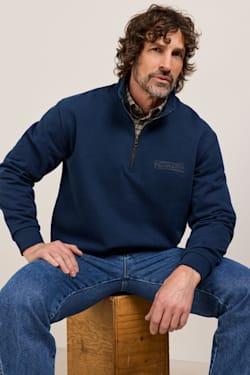 ALTERNATE VIEW OF MEN'S FRENCH TERRY QUARTER-ZIP SWEATSHIRT IN NAVY image number 6