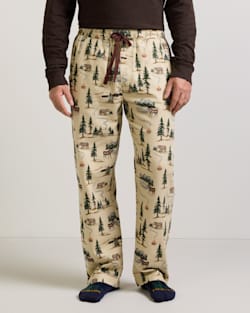 MEN'S CAMP PRINT FLANNEL PAJAMA PANTS IN TAN image number 1