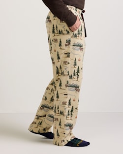 ALTERNATE VIEW OF MEN'S CAMP PRINT FLANNEL PAJAMA PANTS IN TAN image number 3