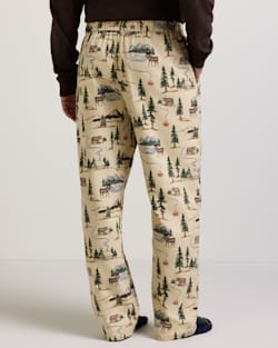ALTERNATE VIEW OF MEN'S CAMP PRINT FLANNEL PAJAMA PANTS IN TAN image number 4