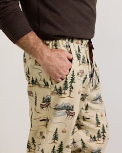 ALTERNATE VIEW OF MEN'S CAMP PRINT FLANNEL PAJAMA PANTS IN TAN image number 5