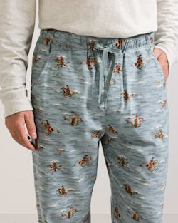 ALTERNATE VIEW OF MEN'S COWBOY PRINT FLANNEL PAJAMA PANTS IN BLUE image number 5