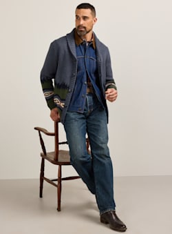 ALTERNATE VIEW OF MEN'S MOUNTAIN COTTON CARDIGAN IN BLUE MULTI image number 6