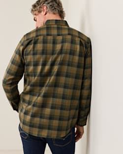 ALTERNATE VIEW OF MEN'S PLAID MILL MERINO SHIRT IN OLIVE CHECK image number 3