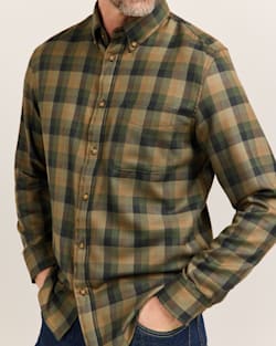 ALTERNATE VIEW OF MEN'S PLAID MILL MERINO SHIRT IN OLIVE CHECK image number 4