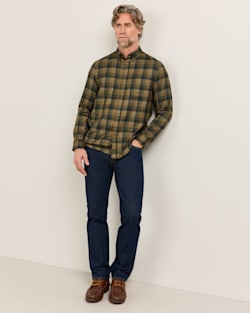 ALTERNATE VIEW OF MEN'S PLAID MILL MERINO SHIRT IN OLIVE CHECK image number 5