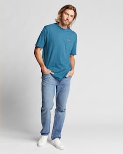 ALTERNATE VIEW OF MEN'S SHORT-SLEEVE DESCHUTES POCKET TEE IN BLUE TEAL HEATHER image number 5