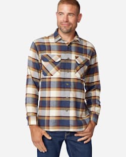 BURNSIDE DOUBLE-BRUSHED FLANNEL SHIRT IN BLUE/CREAM/HENNA PLAID image number 1