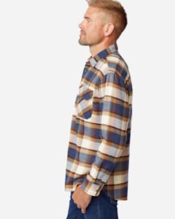 ALTERNATE VIEW OF BURNSIDE DOUBLE-BRUSHED FLANNEL SHIRT IN BLUE/CREAM/HENNA PLAID image number 2