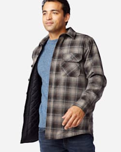 ALTERNATE VIEW OF MEN'S QUILTED SHIRT JACKET IN TAN/BLACK/GREY OMBRE image number 4