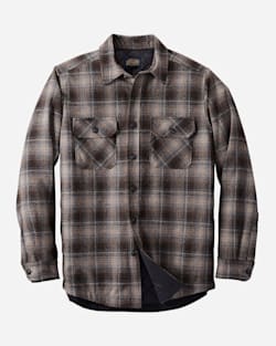 ALTERNATE VIEW OF MEN'S QUILTED SHIRT JACKET IN TAN/BLACK/GREY OMBRE image number 6