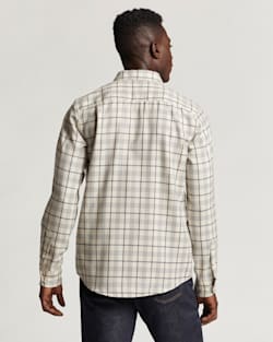 ALTERNATE VIEW OF MEN'S FITTED EVERGREEN MERINO SHIRT IN TAN/WHITE/BLUE WINDOWPANE image number 3
