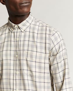ALTERNATE VIEW OF MEN'S FITTED EVERGREEN MERINO SHIRT IN TAN/WHITE/BLUE WINDOWPANE image number 4