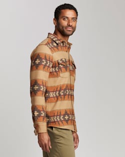 ALTERNATE VIEW OF MEN'S FITTED LA PINE OVERSHIRT IN TAN BANDED STRIPE image number 2