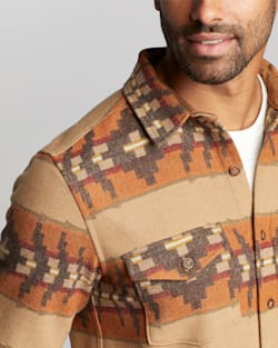 ALTERNATE VIEW OF MEN'S FITTED LA PINE OVERSHIRT IN TAN BANDED STRIPE image number 4