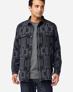 MEN'S DOUBLESOFT FLANNEL BEACH SHIRT IN BLACK/GREY HARDING image number 1