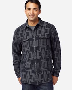 ALTERNATE VIEW OF MEN'S DOUBLESOFT FLANNEL BEACH SHIRT IN BLACK/GREY HARDING image number 4