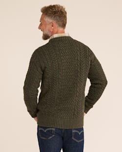 ALTERNATE VIEW OF MEN'S SHETLAND COLLECTION FISHERMAN SWEATER IN CAMO HEATHER image number 3