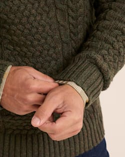 ALTERNATE VIEW OF MEN'S SHETLAND COLLECTION FISHERMAN SWEATER IN CAMO HEATHER image number 4