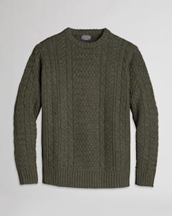 MEN'S SHETLAND FISHERMAN'S SWEATER IN DARK ARMY GREEN image number 1