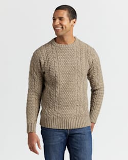 MEN'S SHETLAND FISHERMAN'S SWEATER IN COYOTE image number 1