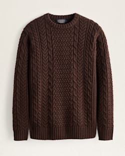 MEN'S SHETLAND COLLECTION FISHERMAN SWEATER IN ESPRESSO HEATHER image number 1