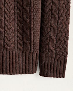 ALTERNATE VIEW OF MEN'S SHETLAND COLLECTION FISHERMAN SWEATER IN ESPRESSO HEATHER image number 3