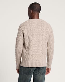 ALTERNATE VIEW OF MEN'S SHETLAND COLLECTION FISHERMAN SWEATER IN WHEAT MIX image number 2