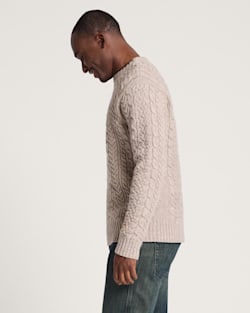 ALTERNATE VIEW OF MEN'S SHETLAND COLLECTION FISHERMAN SWEATER IN WHEAT MIX image number 3