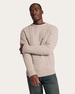 ALTERNATE VIEW OF MEN'S SHETLAND COLLECTION FISHERMAN SWEATER IN WHEAT MIX image number 4