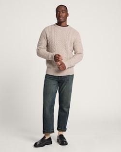 ALTERNATE VIEW OF MEN'S SHETLAND COLLECTION FISHERMAN SWEATER IN WHEAT MIX image number 5