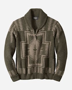 MEN'S HARDING ZIP CARDIGAN IN GREEN/BROWN image number 1