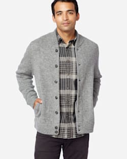 MEN'S SHETLAND WASHABLE WOOL CARDIGAN IN GREY HEATHER image number 1