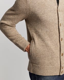 ALTERNATE VIEW OF MEN'S SHETLAND WASHABLE WOOL CARDIGAN IN COYOTE TAN HEATHER image number 5