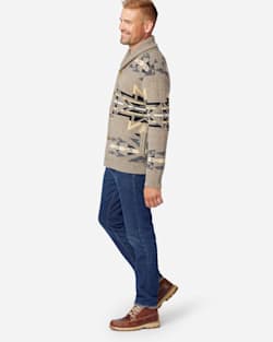 ALTERNATE VIEW OF MEN'S PLAINS STAR SHETLAND CARDIGAN IN GREY/TAN image number 2